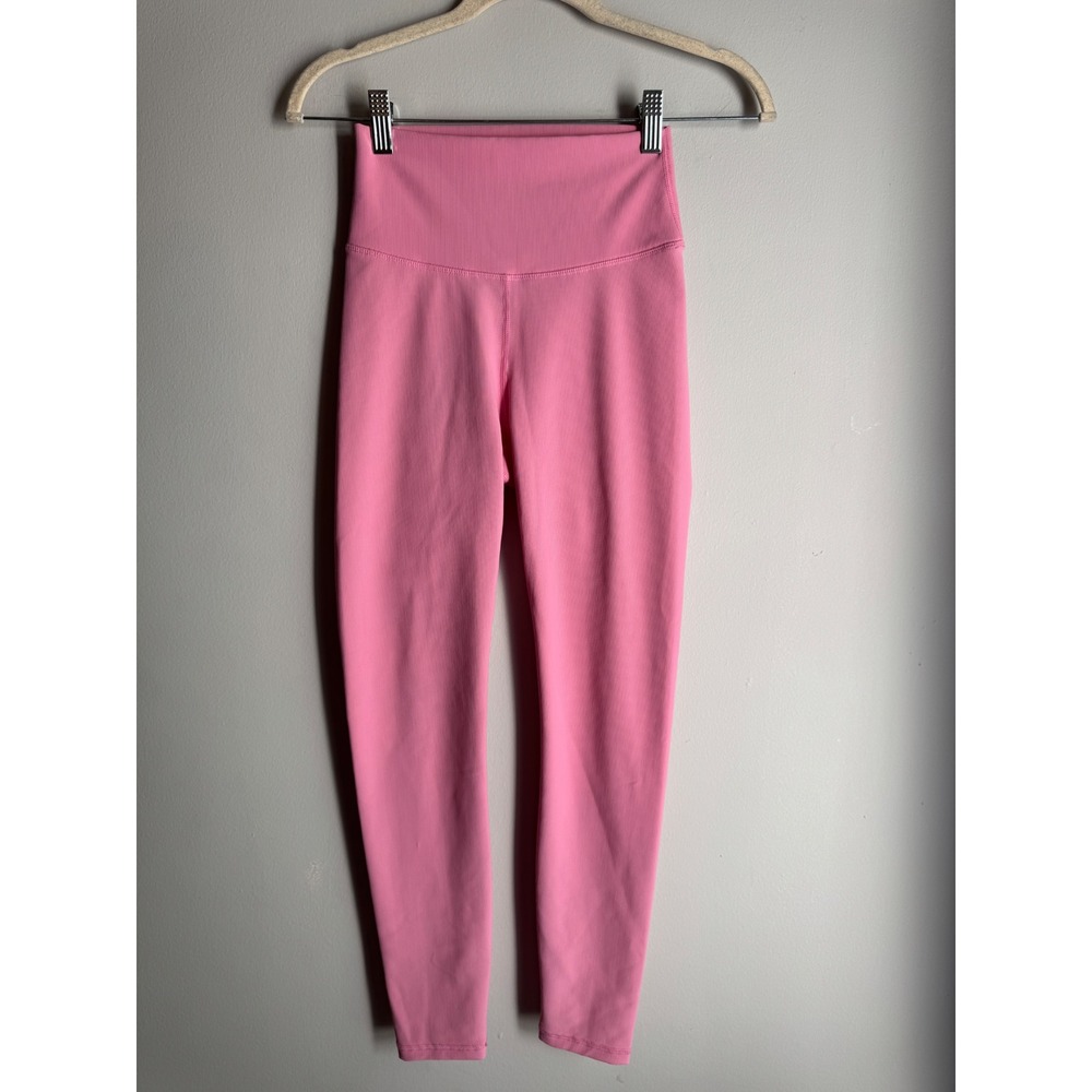 Wilo The Label Womens Ribbed High Waisted Leggings Pink Size S Activewear